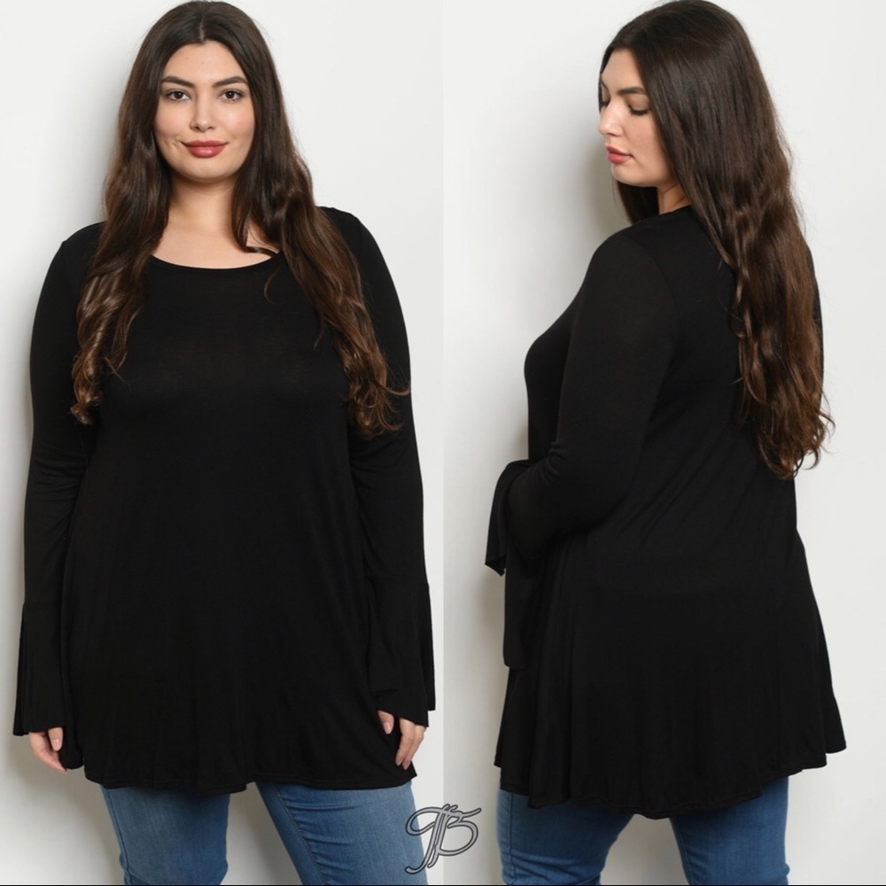 Black Scoop Neck Tunic Top
